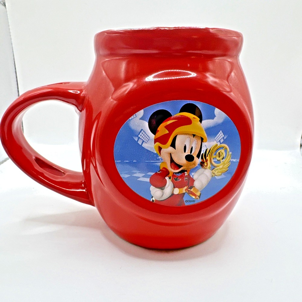 Disney Mickey and the Roadster Racers 14 Oz Ceramic Mug Red 3" Top x 4.25" H